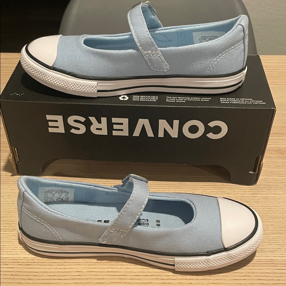 Converse Kids Light Blue Canvas Mary Jane Sneakers